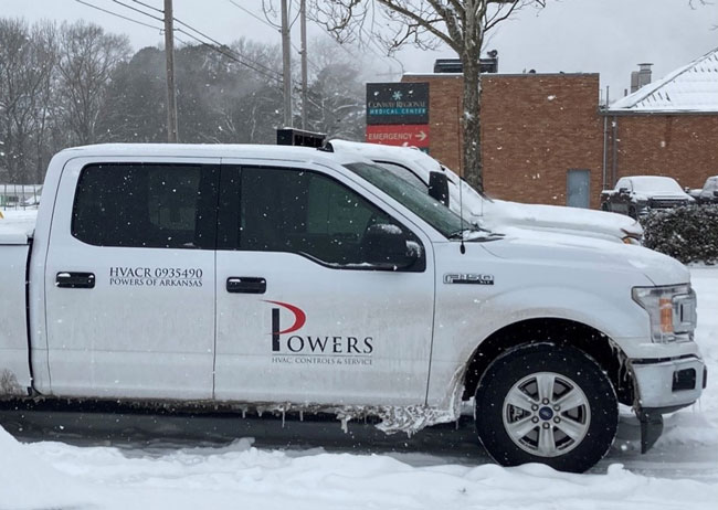 Powers truck in snow storm Arkansas